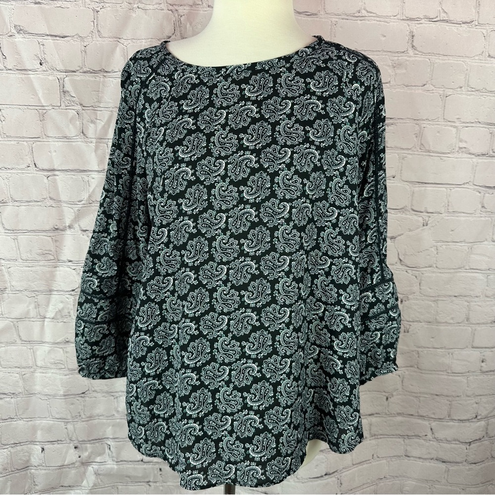 ann taylor LOFT Paisley Print peasant blouse Top  sz M boho business casual